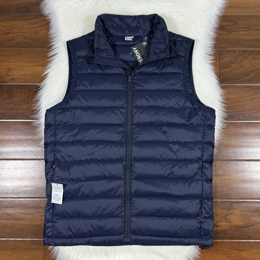 Lands' End Size Medium Blue‎ Wanderweight Ultralight Packable Down Vest Jacket
